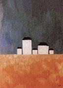 Kasimir Malevich Five house Landscape Spain oil painting artist